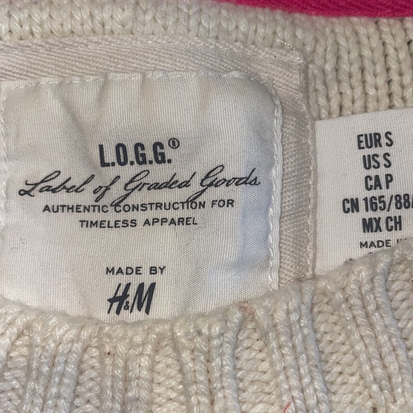 L.O.G.G H&M ivory cable Knit sweater- good condition Size Sm - smoke free home - Picture 4 of 5
